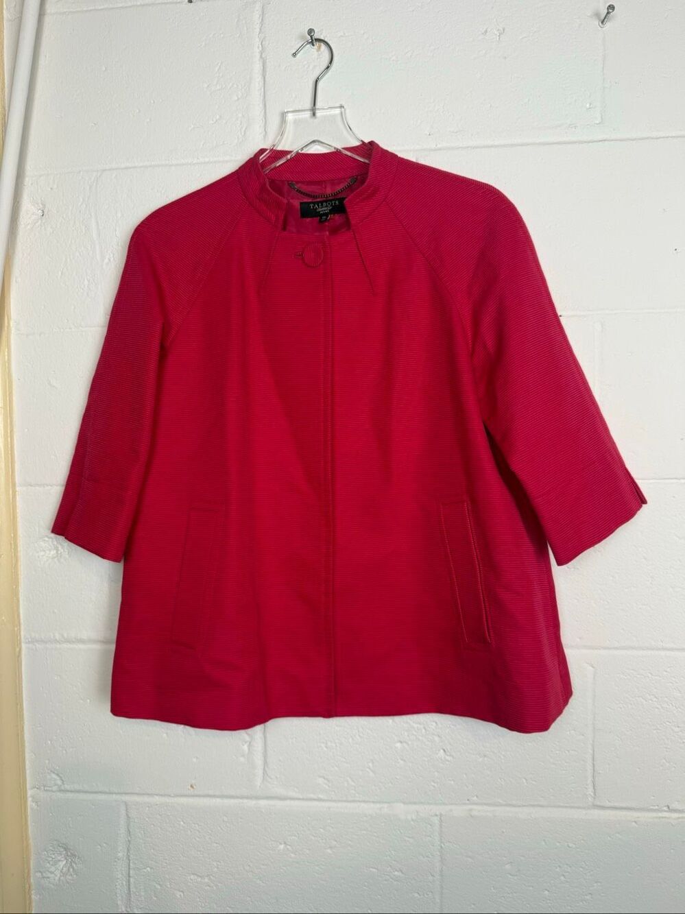 Talbots Women’s Petites 12P Barbie Pink Swing Jacket 3/4 Sleeve Barbiecore